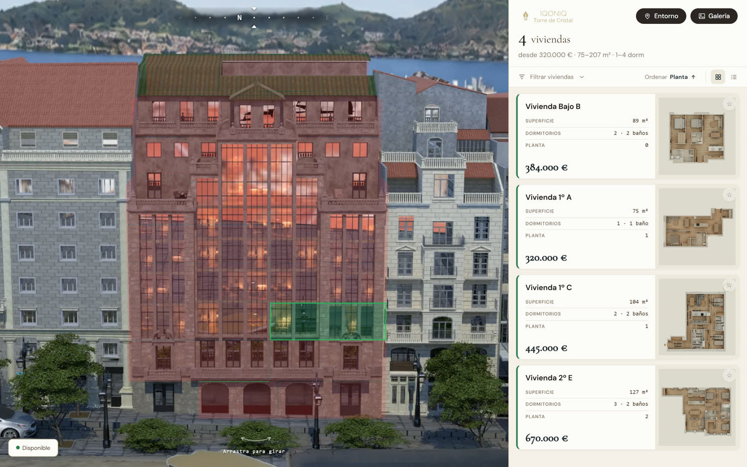New-build sales software showing the development’s 3D building
