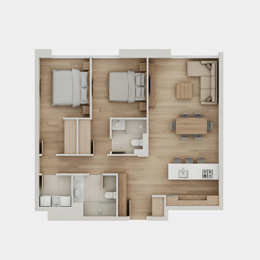 Furnished commercial floor plan of a new-build home