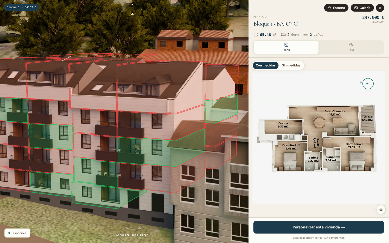 New-build home floor plan by unit type inside the configurator
